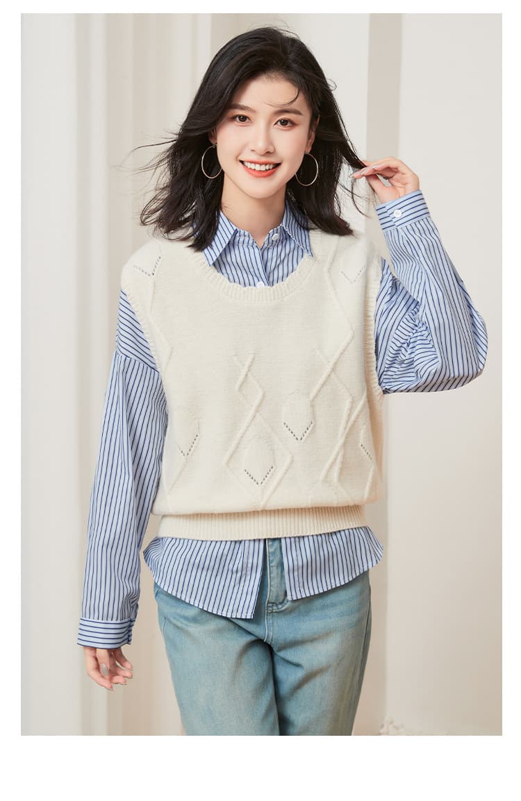 ニットベスト 菱形模様の上質ニットベスト