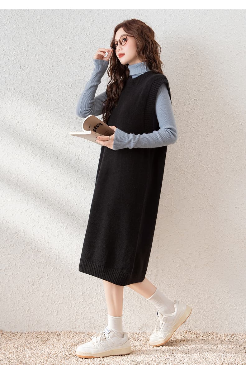 ニットベスト 上質ロングニットベスト