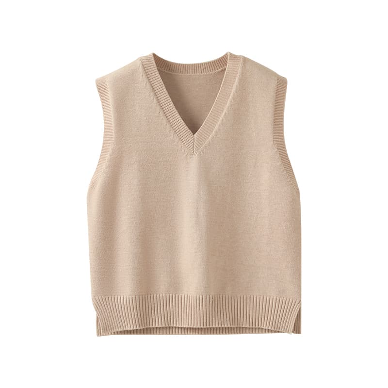 ニットベスト シンプル 無地 Vネックベスト