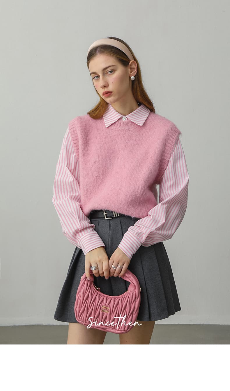 ニットベスト ふわもこベストニット 優美な重ね着