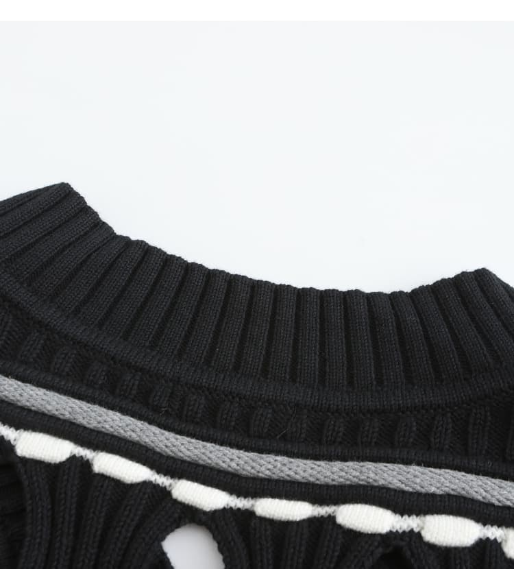 ニットベスト 透かし編み装飾デザインニットベスト