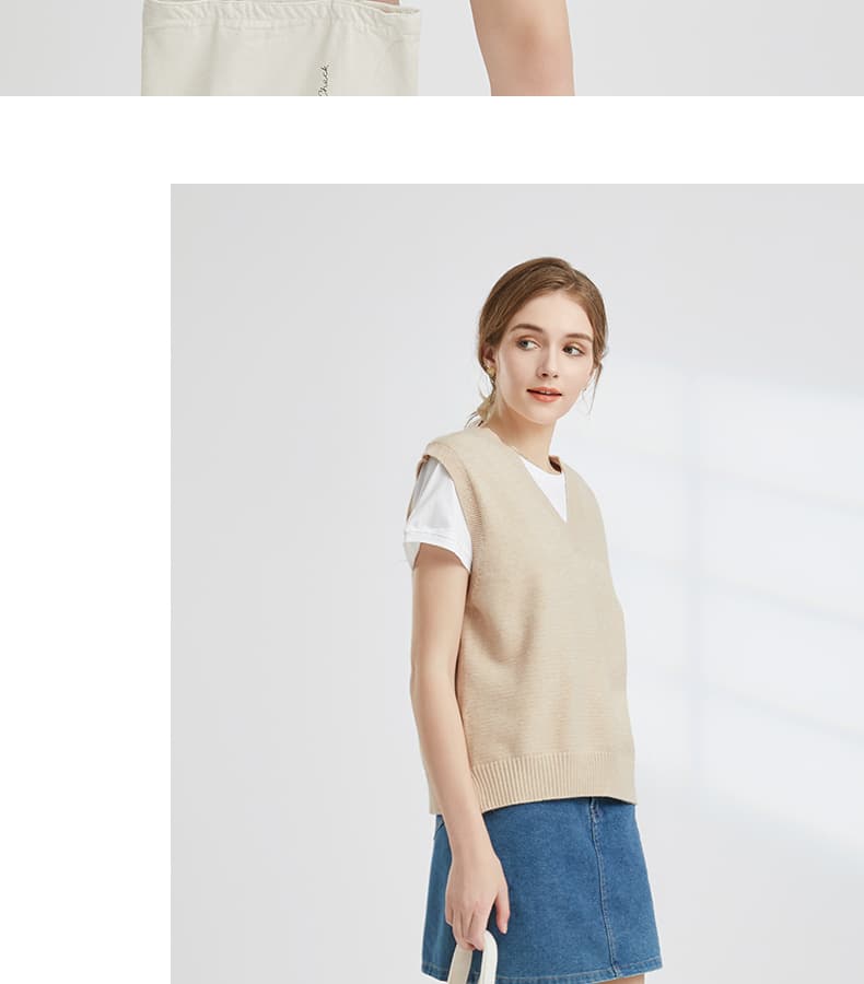 ニットベスト シンプル 無地 Vネックベスト