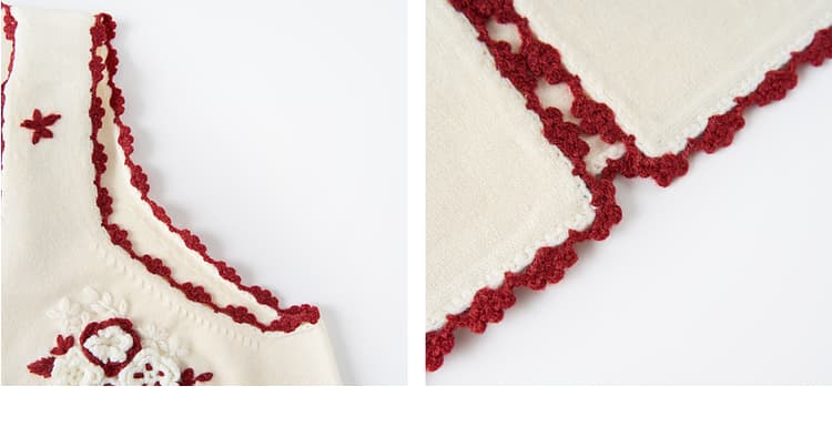 ニットベスト 刺繍入り 花結び紐付き ニットベスト