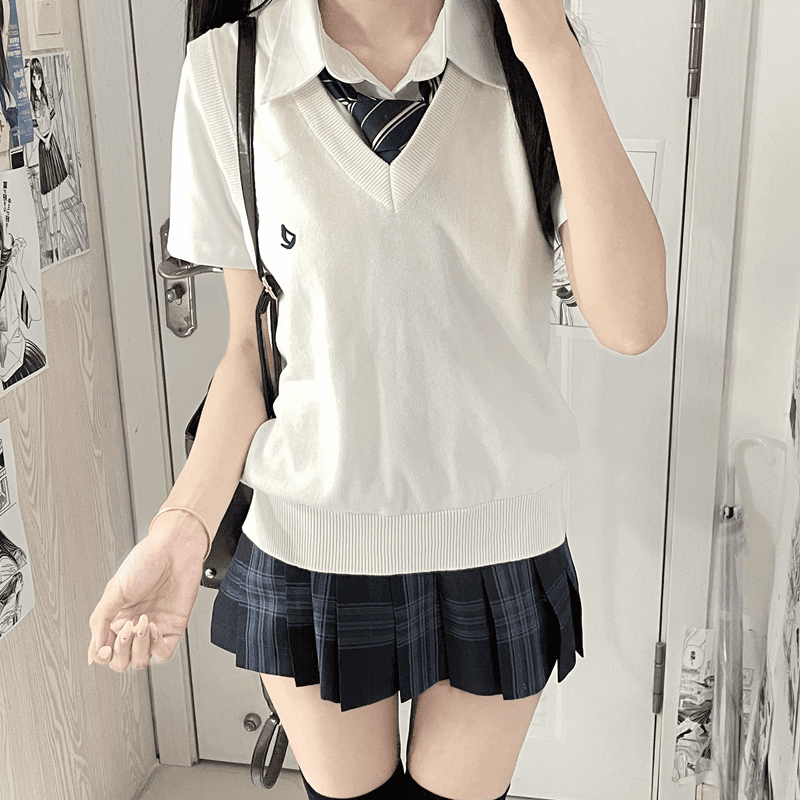 ニットベスト 学生風Vネックベスト