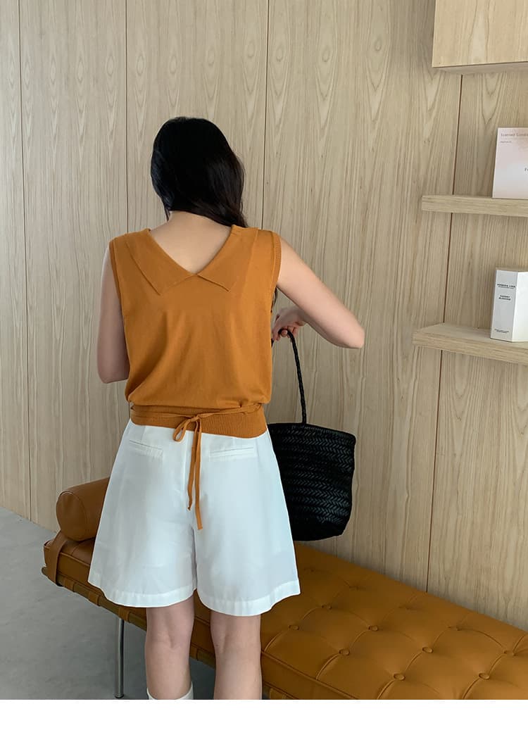 ニットベスト 優雅な襟付きニットベスト