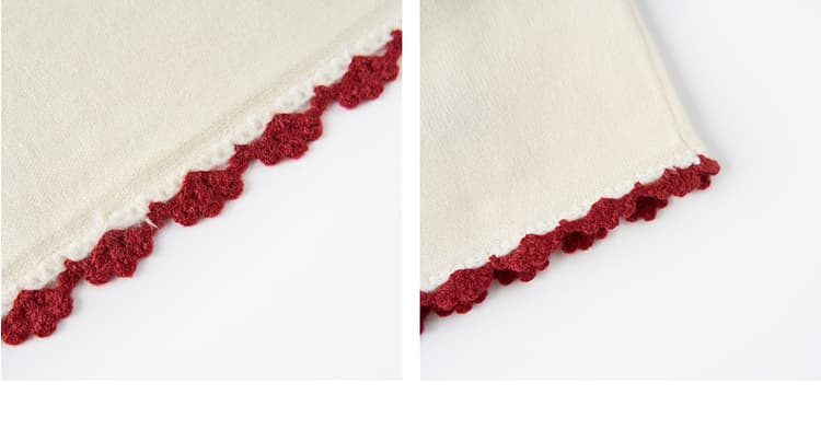 ニットベスト 刺繍入り 花結び紐付き ニットベスト