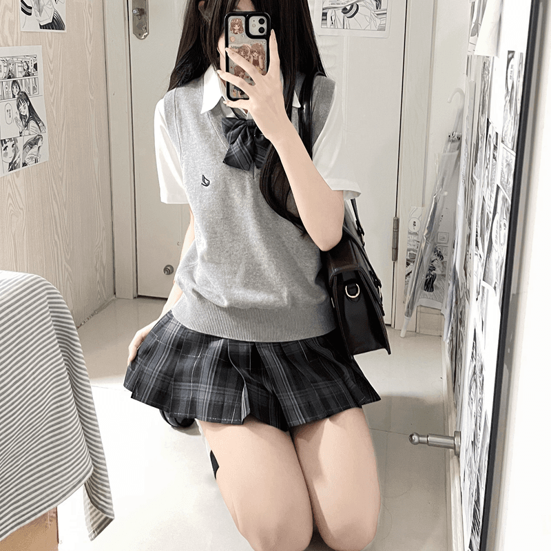 ニットベスト 学生風Vネックベスト