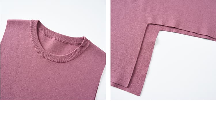 ニットベスト レイヤード風シンプル短丈　アシンメトリーニットベスト