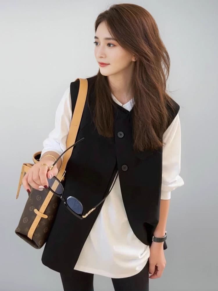 ニットベスト 上質シンプルデザインベスト