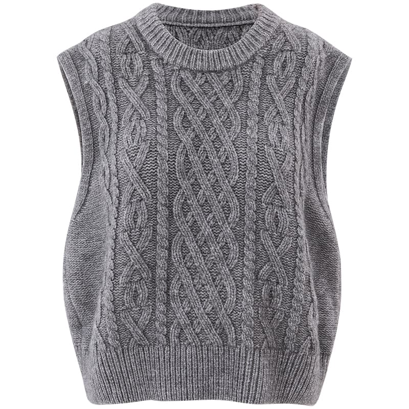 ニットベスト 冬のぬくもりケーブル編みベスト