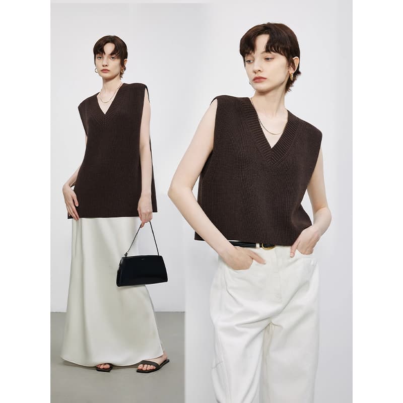ニットベスト シンプル立体感ニットベスト