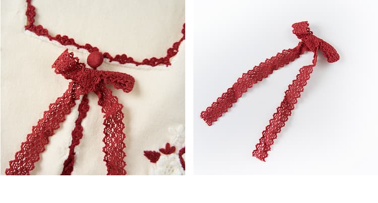 ニットベスト 刺繍入り 花結び紐付き ニットベスト