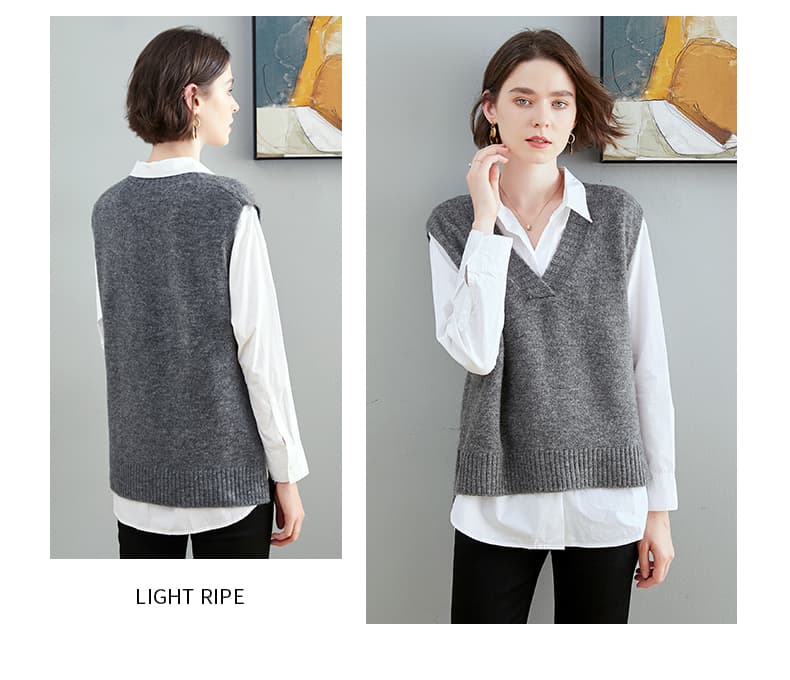 ニットベスト シンプル深Vネックベスト