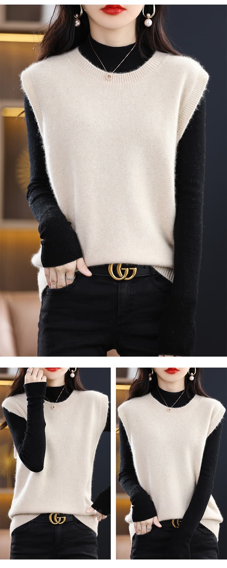 ニットベスト 上質感ふんわり重ね着ニットベスト