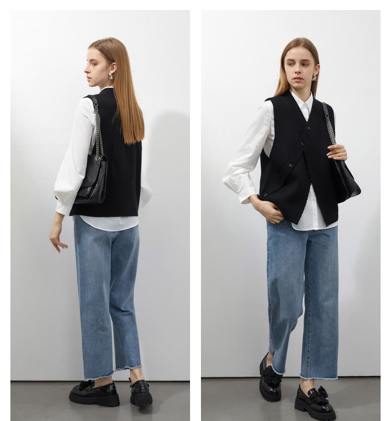 ニットベスト こだわり仕立てのアシンメトリーベスト