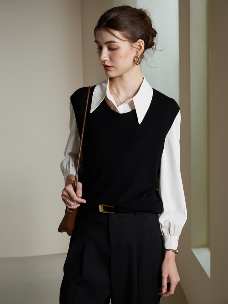 ニットベスト 上品シルエット クラシックベスト