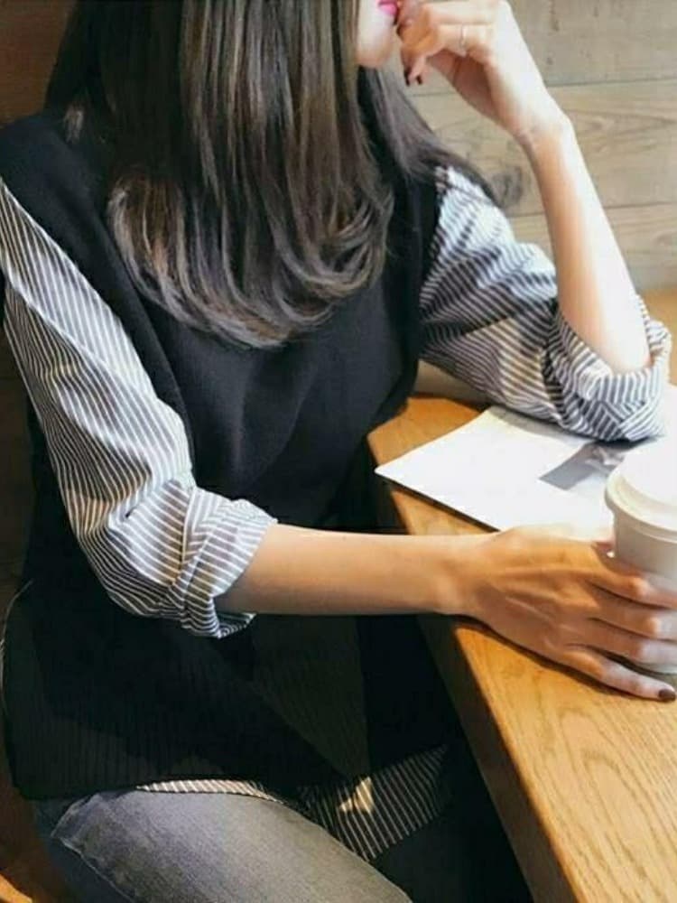 ニットベスト 上質フォルム シンプルニットベスト