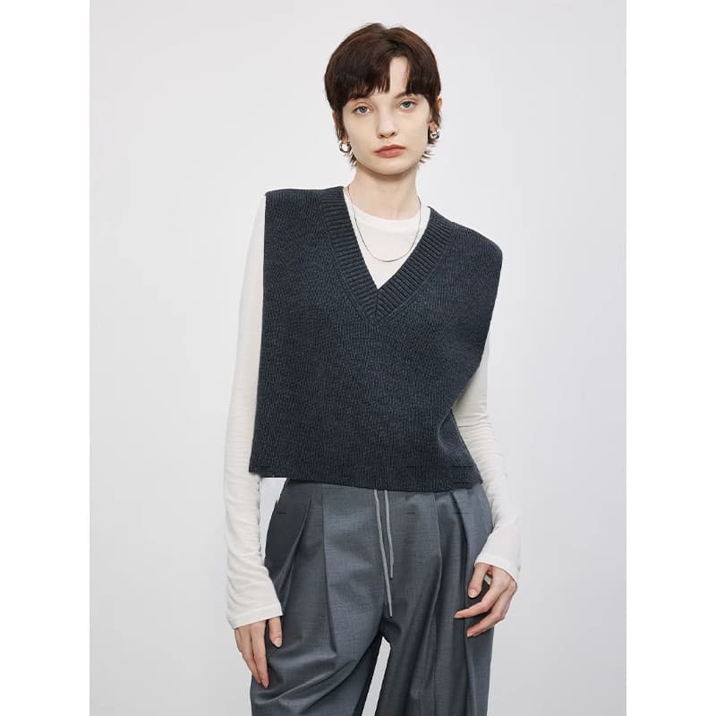 ニットベスト シンプル立体感ニットベスト