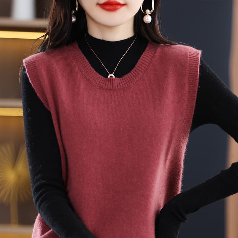 ニットベスト 上質感ふんわり重ね着ニットベスト