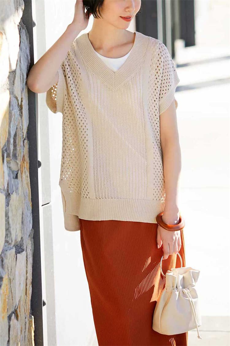 ニットベスト 透かし編みサマーニットベスト