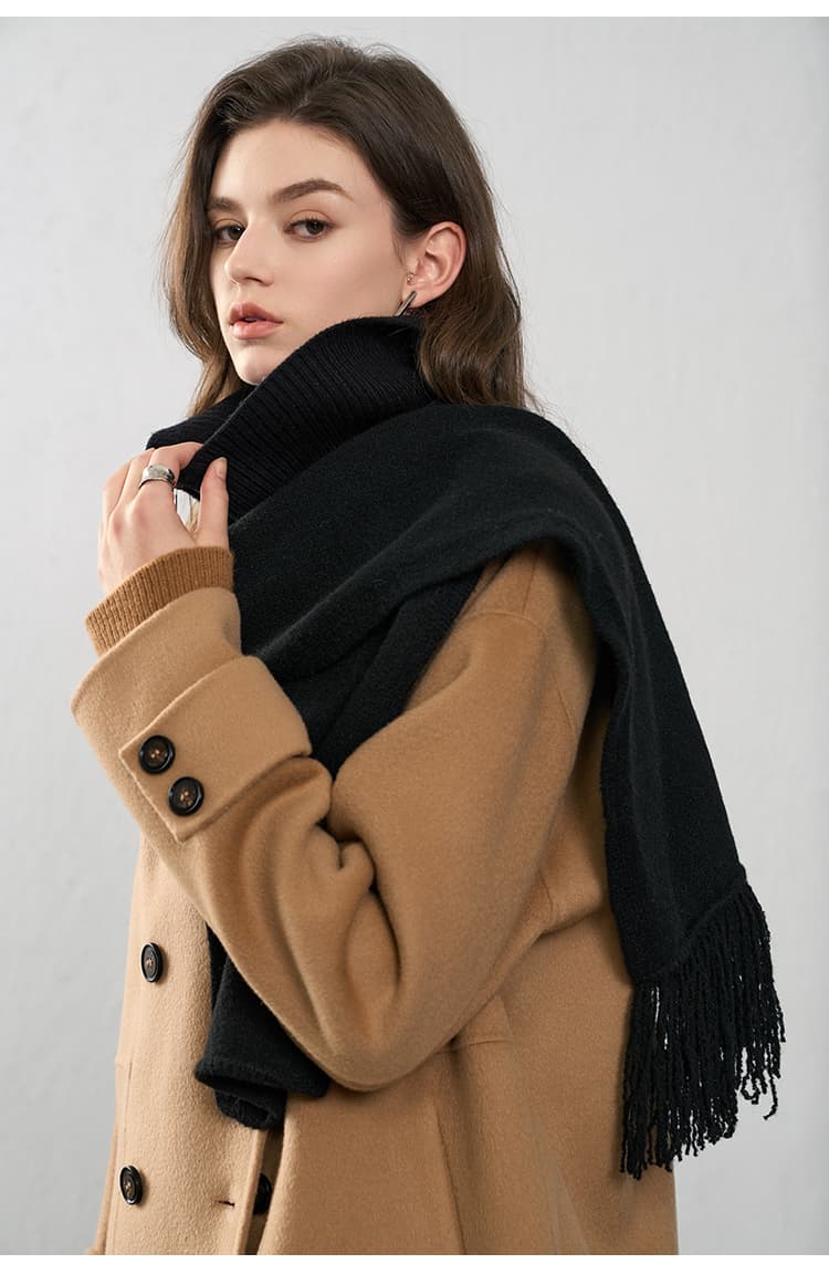 ニットベスト フリンジ付き柔らか肩掛けニット