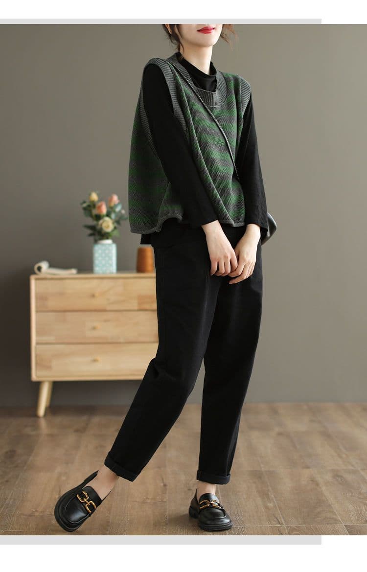 ニットベスト なごみボーダーニットベスト