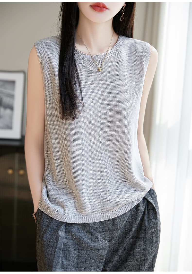 ニットベスト シンプル美シルエットノースリーブサマーニットベスト