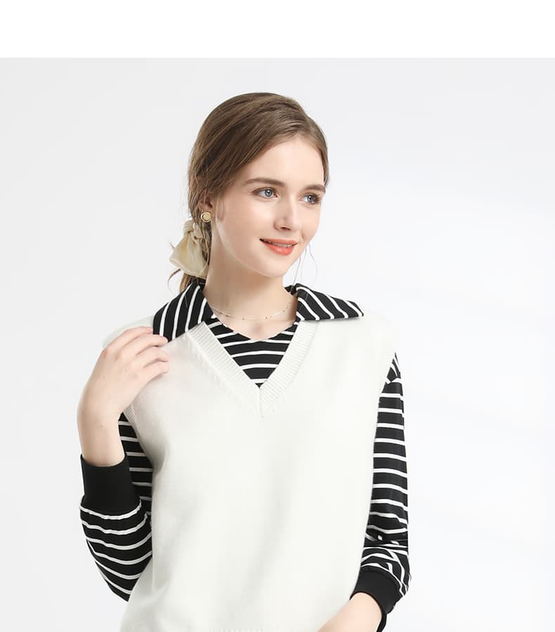 ニットベスト シンプル 無地 Vネックベスト