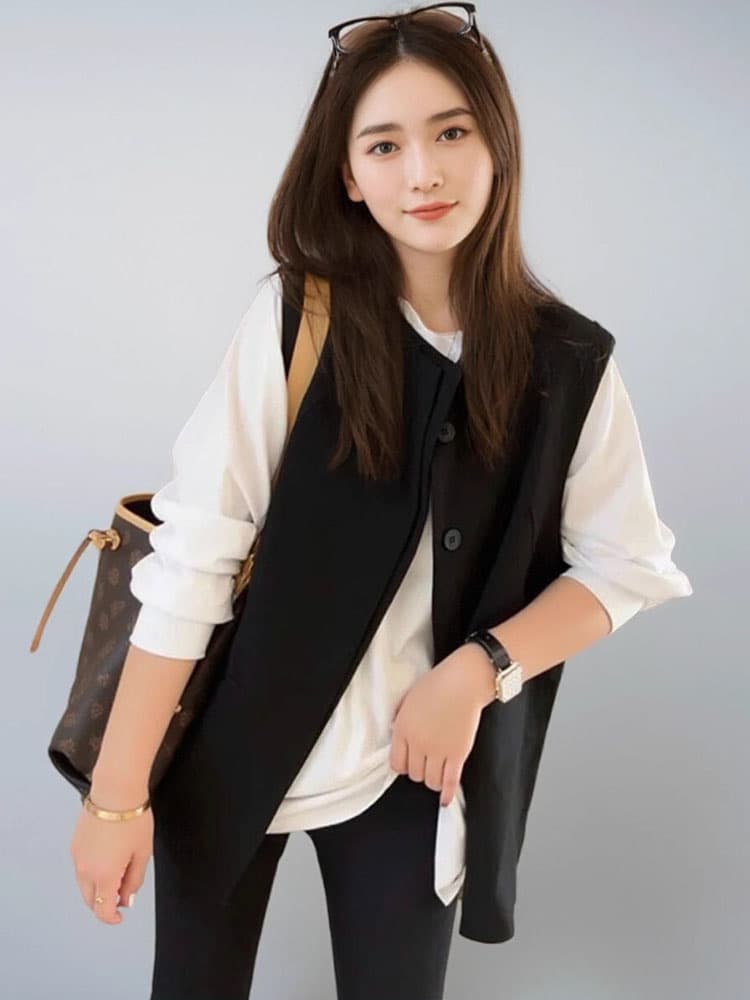 ニットベスト 上質シンプルデザインベスト