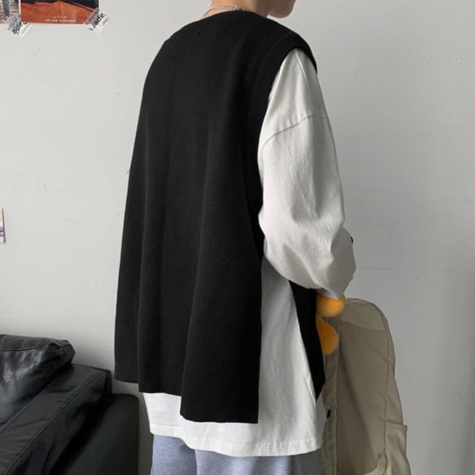 ニットベスト シンプル切り替えベスト