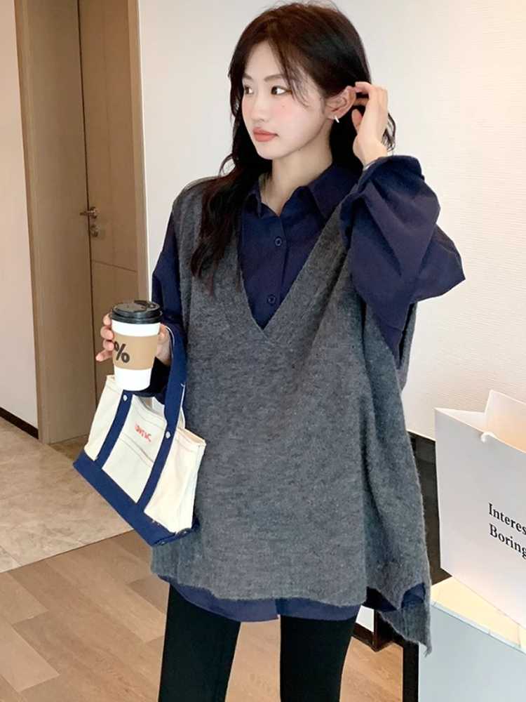ニットベスト 深Vネックゆるふわベスト