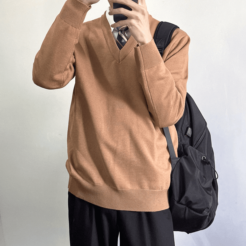 ニットベスト 学生風Vネックニットベスト