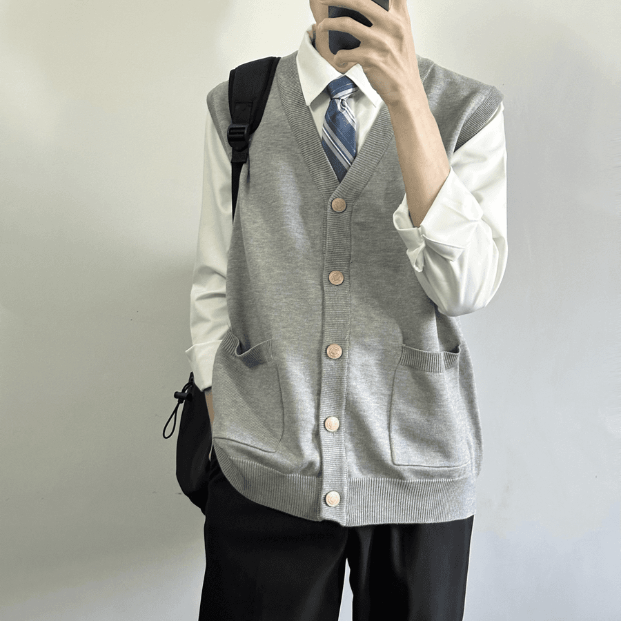 ニットベスト 学生風Vネックニットベスト