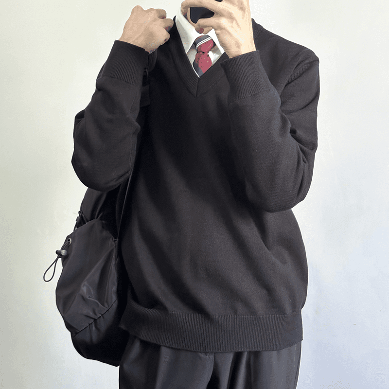 ニットベスト 学生風Vネックニットベスト