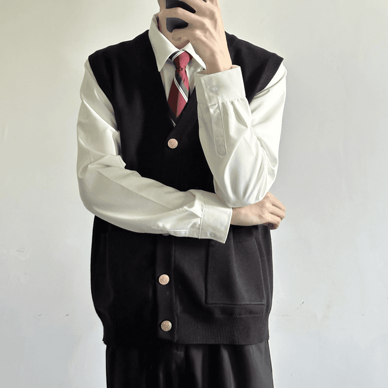 ニットベスト 学生風Vネックニットベスト