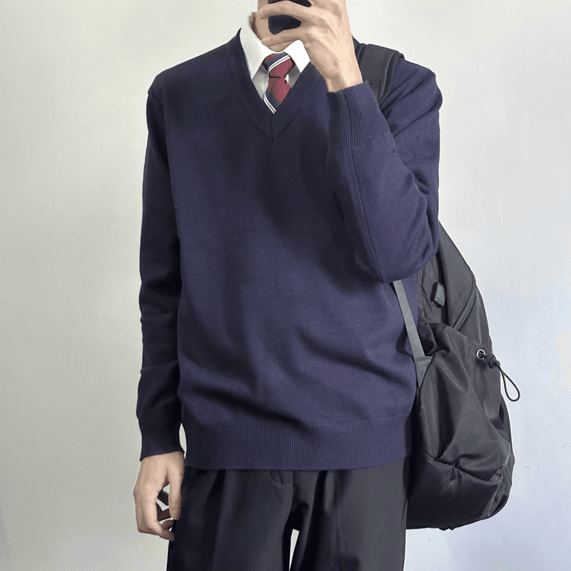 ニットベスト 学生風Vネックニットベスト