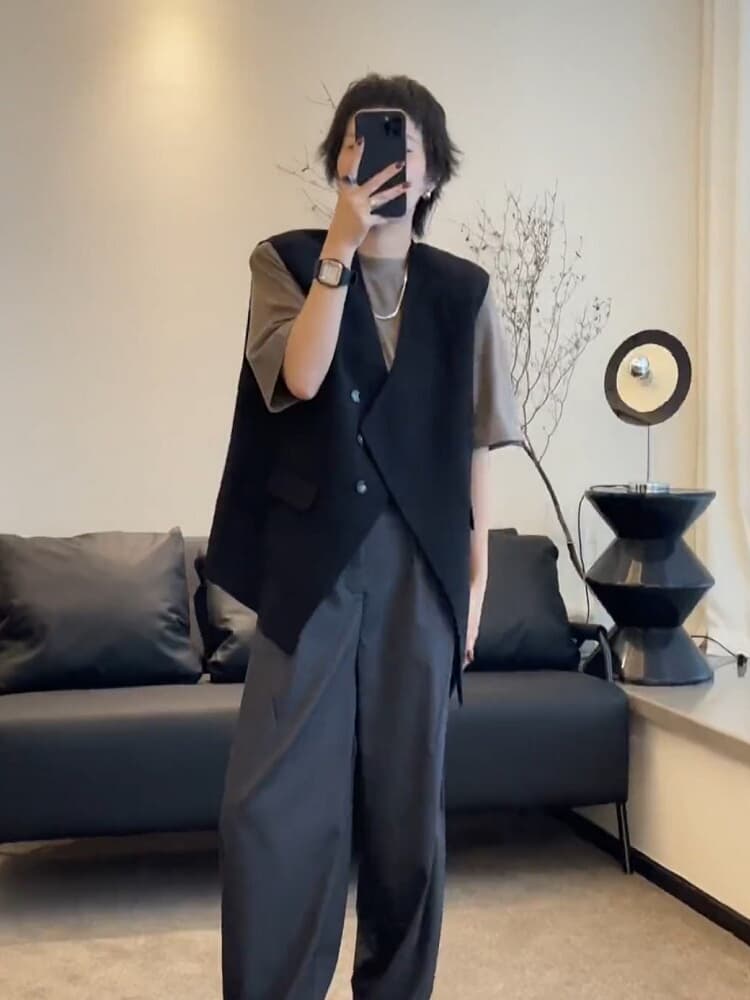 ニットベスト シンプルベーシックベスト
