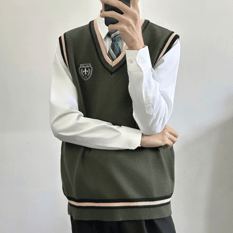 ニットベスト 学生風Vネックニットベスト