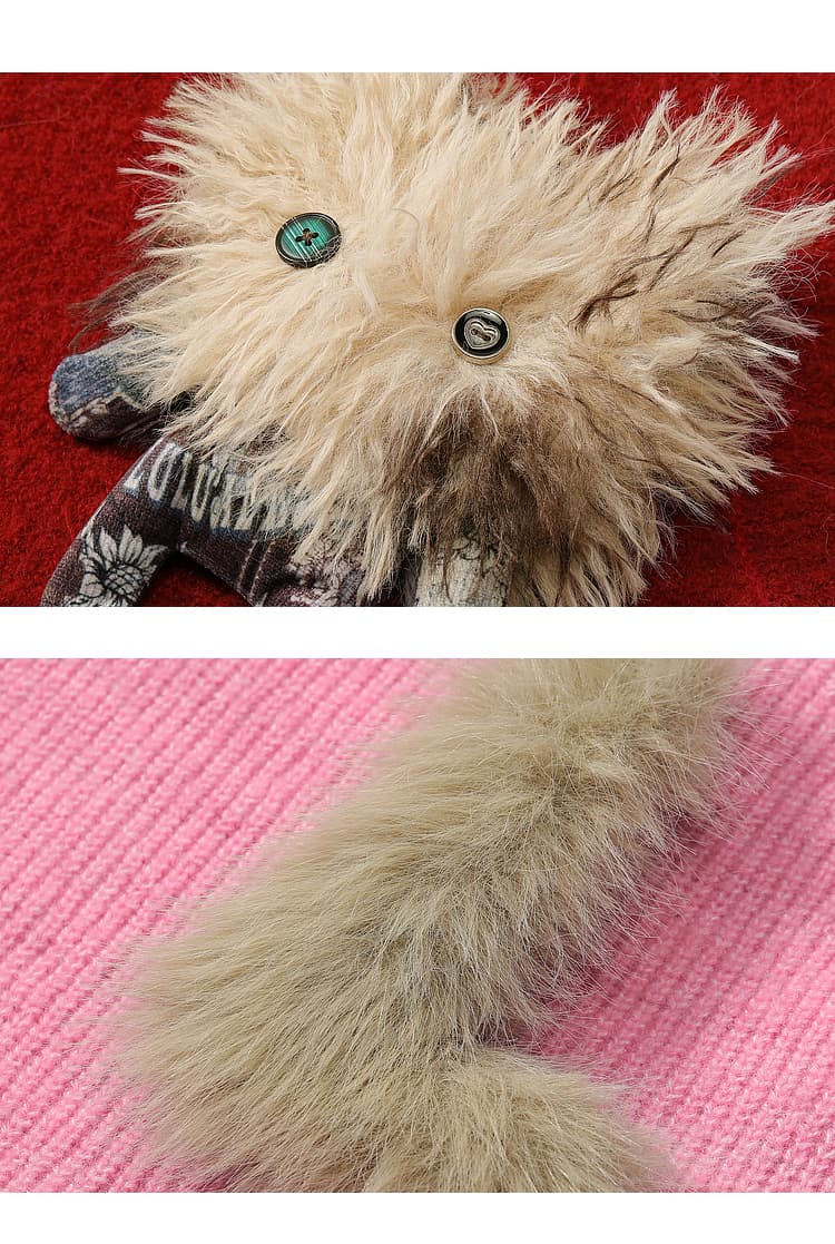 ニットベスト もふもふ動物ポケットニットベスト