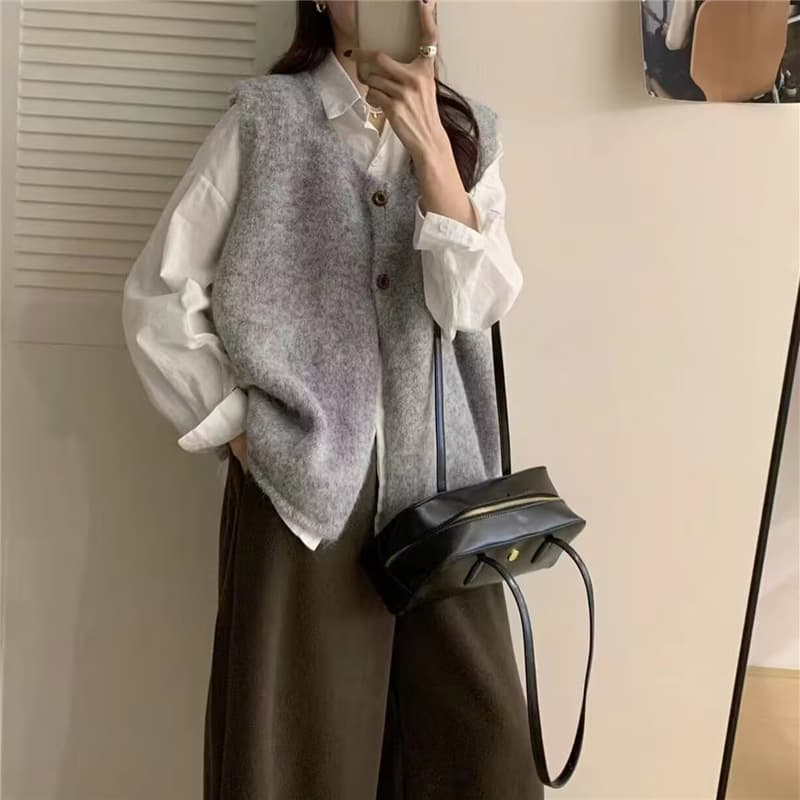 ニットベスト ふんわり質感 秋冬ニットベスト
