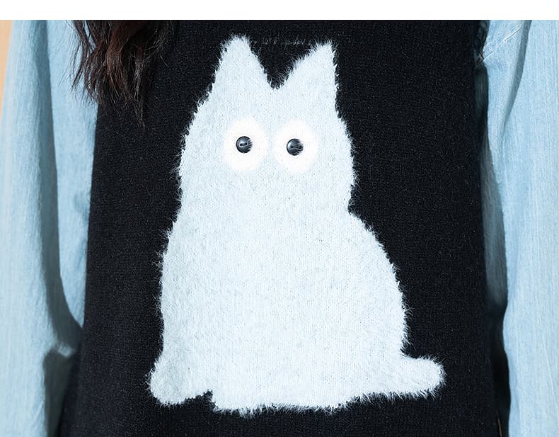 ニットベスト もこもこねこちゃんロングニットベスト