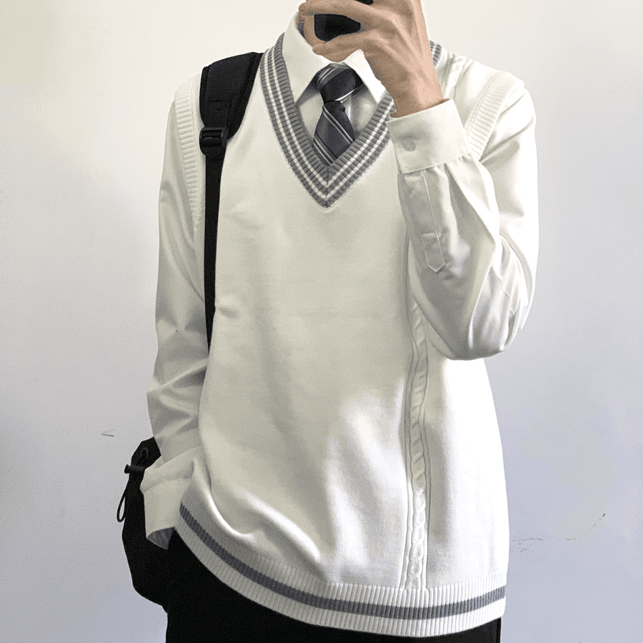ニットベスト 学生風Vネックニットベスト